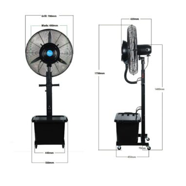 Ventilator cu pulverizare Reecomer, 260 W, 65 cm, 41 L