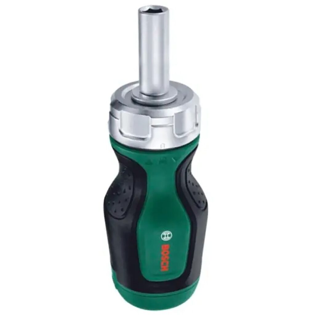Șurubelniță scurtă cu clichet Bosch, Oțel, Verde-Negru