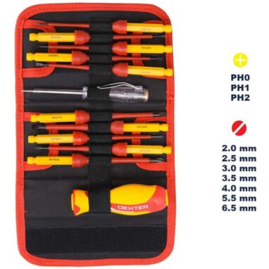 Set 12 Șurubelnițe Dexter Izolate - Protecție Electrică