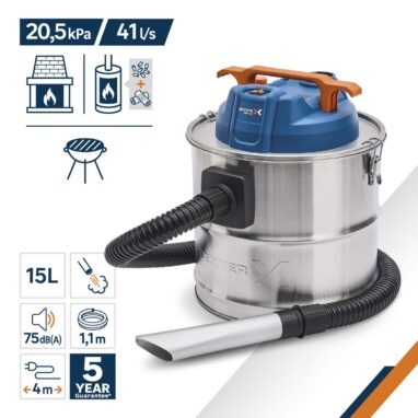 Aspirator cenușă Dexter, 1100 W, Rezervor Oțel 15 L
